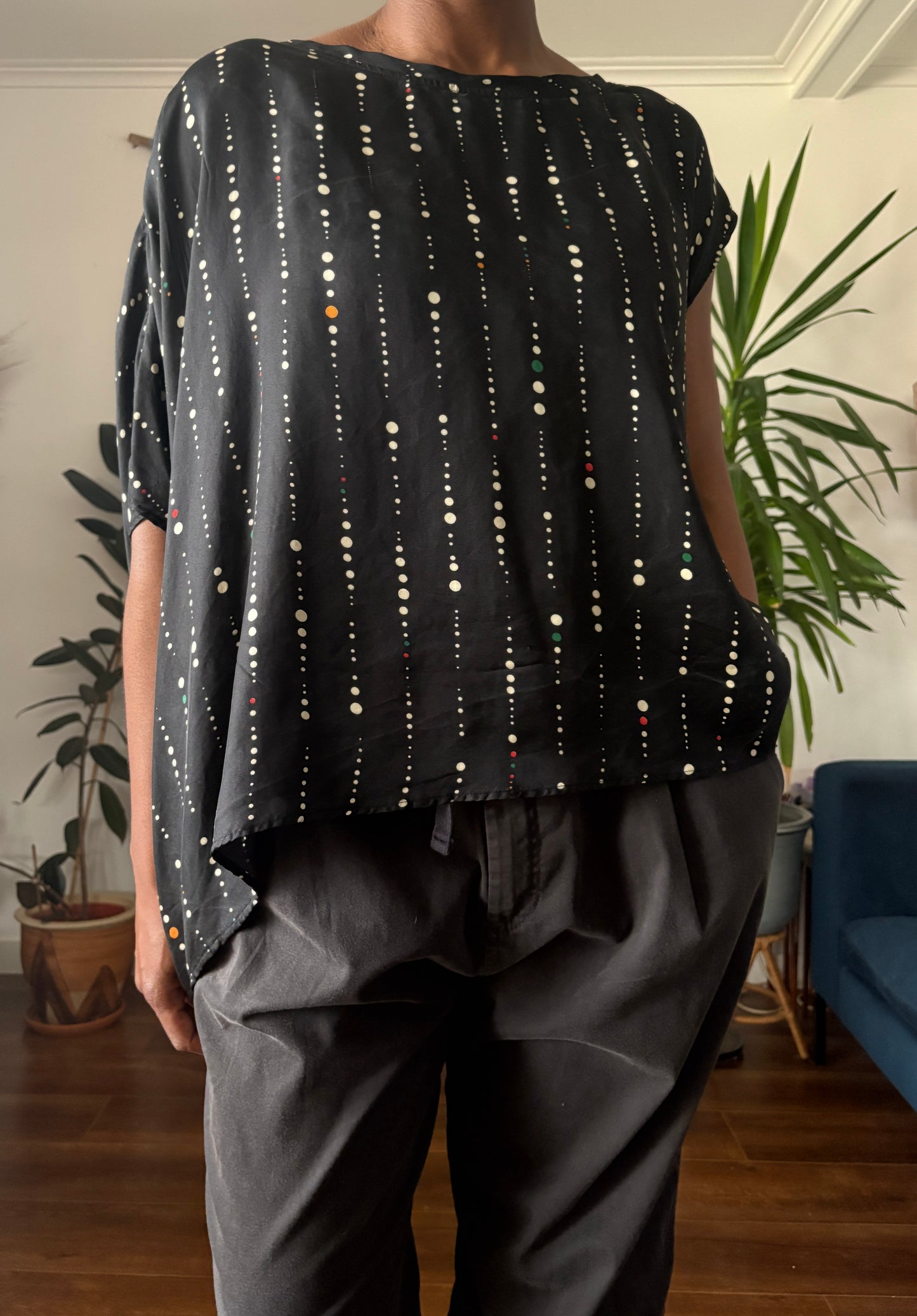 Chaos Divibe silk top, 10-14