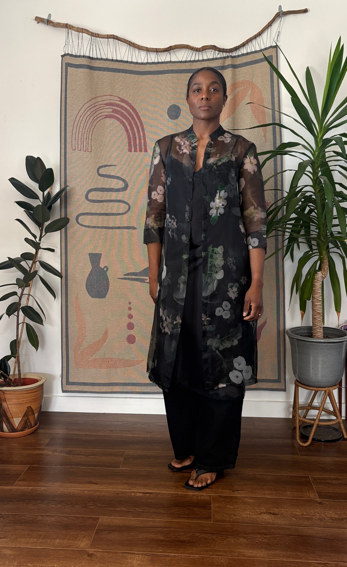Sheer floral coat, 8-10