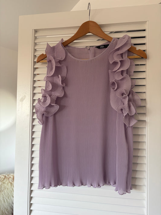 Zara frill sleeve top, 10-12